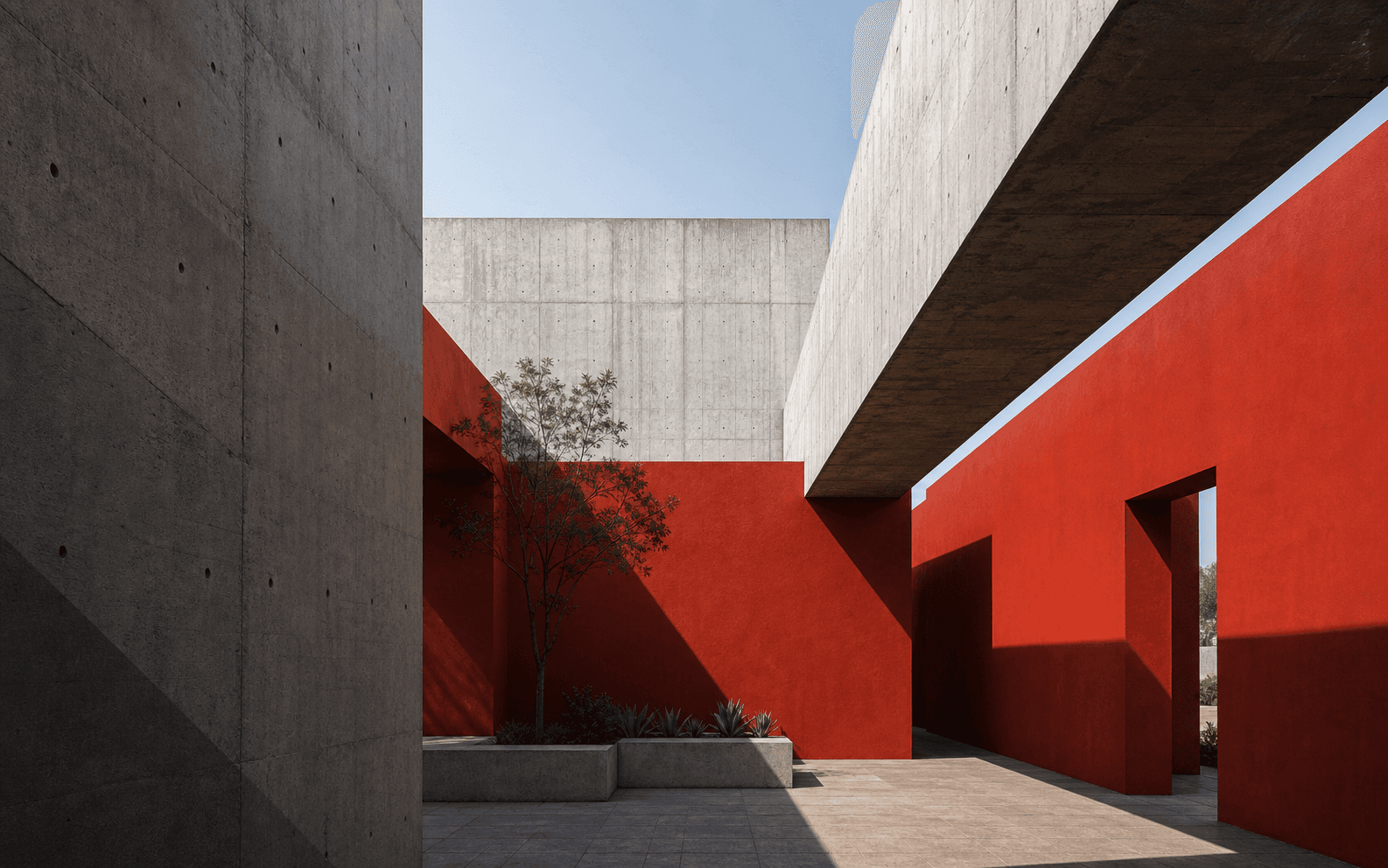 Vermilion architecture courtyard